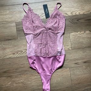 Lulus mauve lace/mesh bodysuit